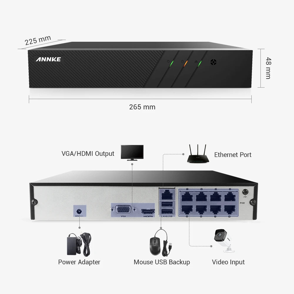 8CH 6MP POE Video Recorder H.265+ NVR For HD POE 2MP 3MP 4MP 5MP 6MP IP POE Cameras Home Surveillance Security System Kit