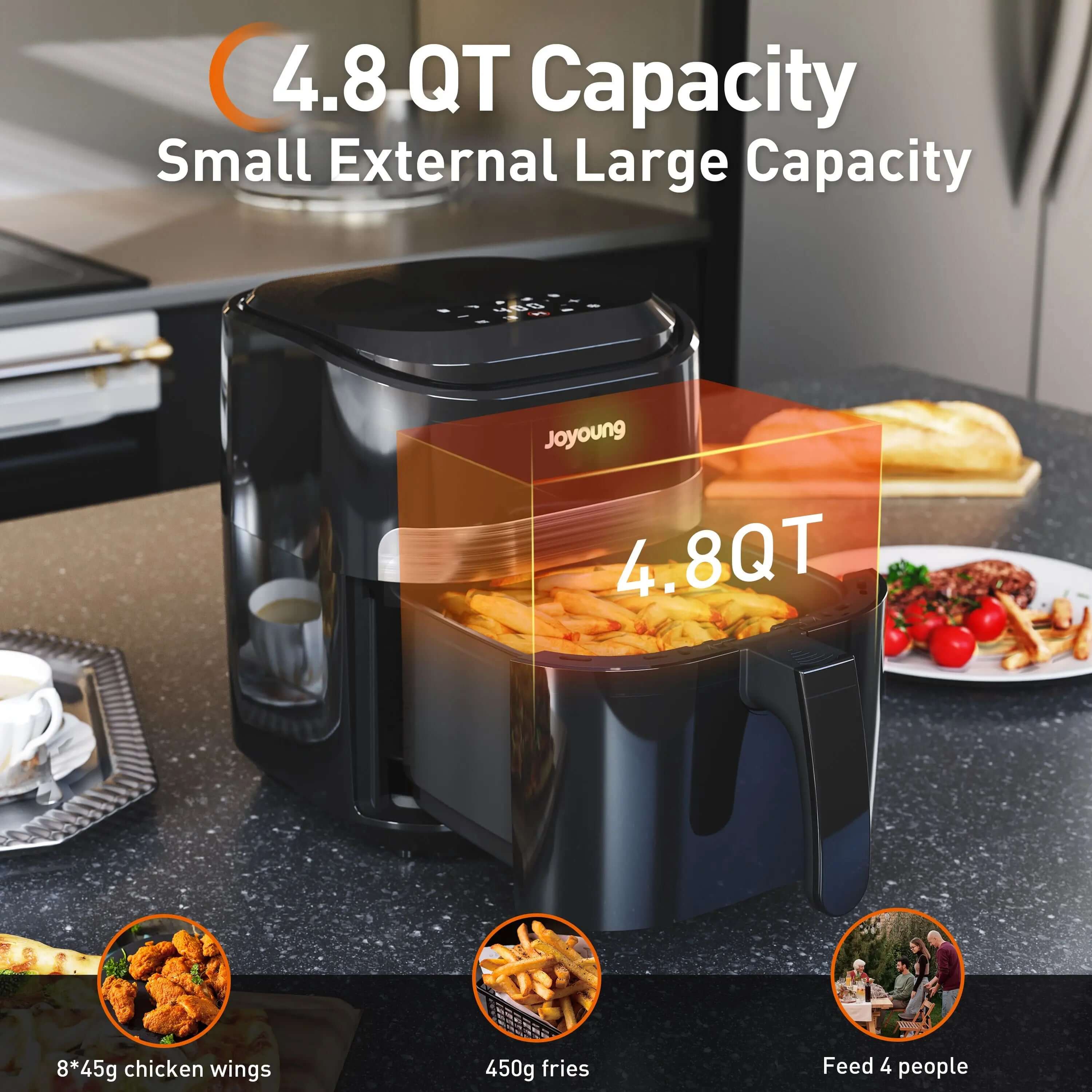 Air Fryer with Digital LED Touch Screen,8 Automatic Programmes