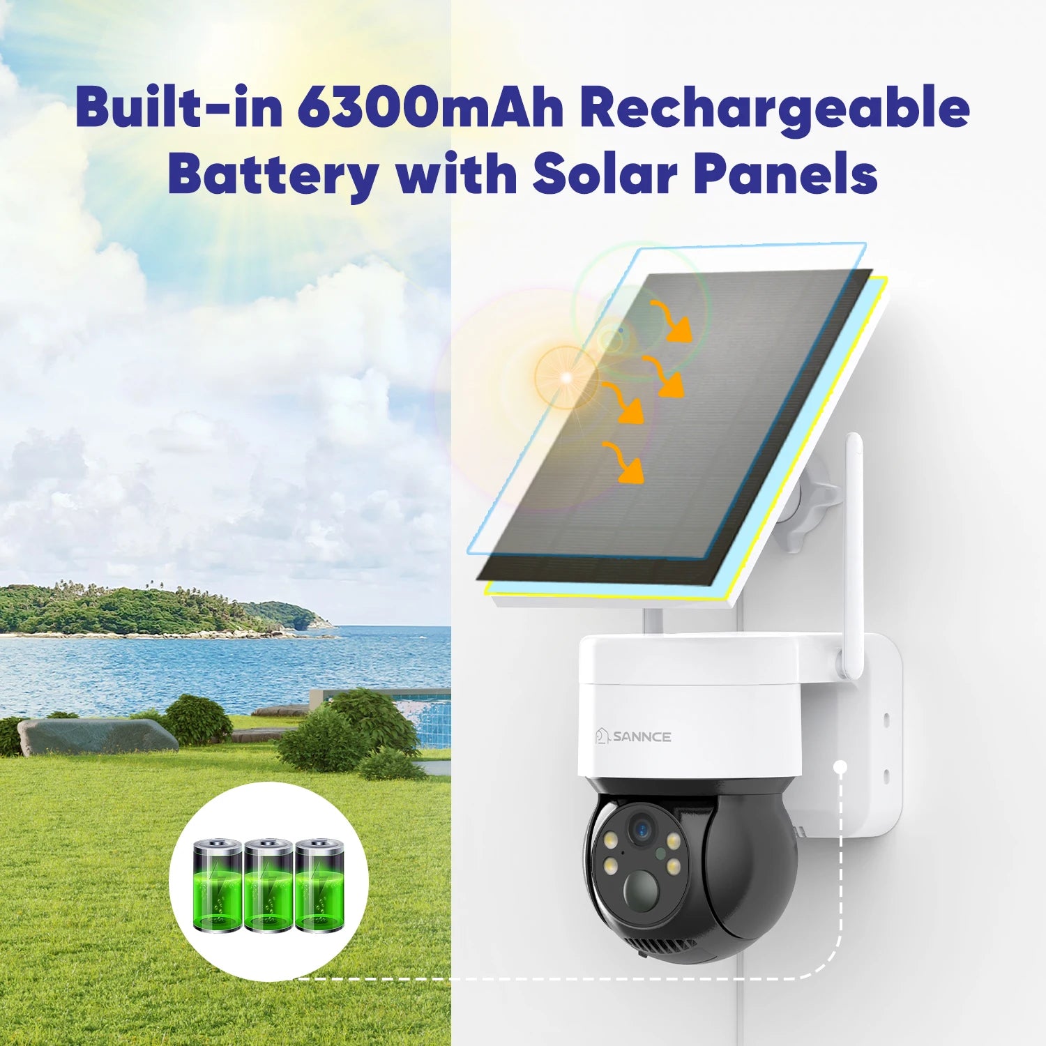 WiFi Video Security Surveillance Camera Two Way Audio 18650 Rechargeable Battery Solar Panel Security Protection