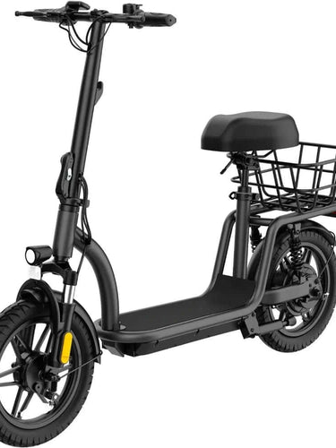 Electric Scooter, with Seat for Adult Commuter, Folding Scooter with 14" Pneumatic Tire& Comfortable, E-Bike with Carry Basket - Electro Super Store