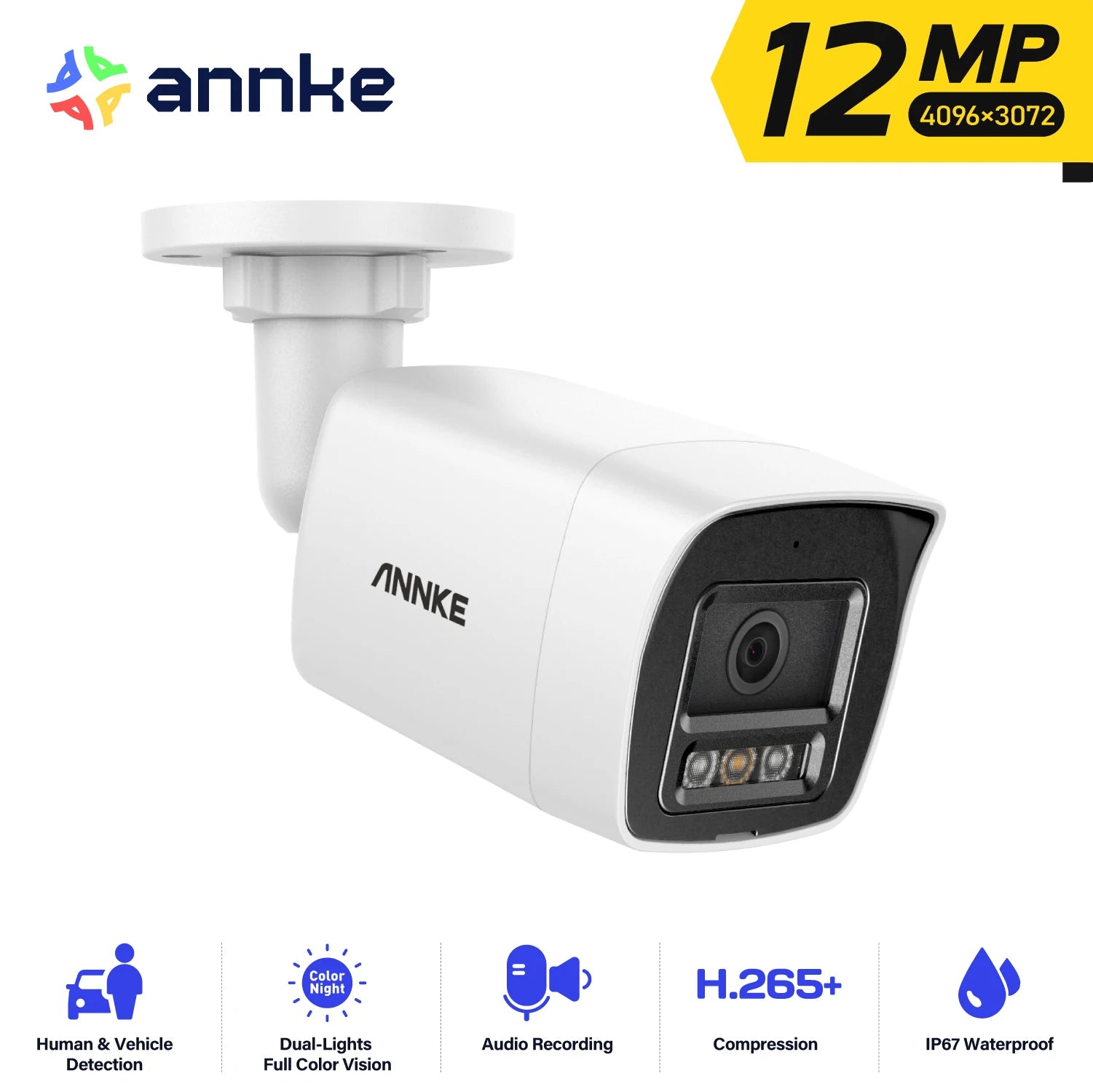 12MP Outdoor Smart Dual Light PoE Security Camera