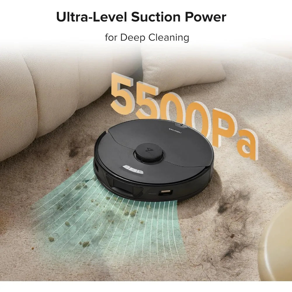 Robot Vacuum and Mop Combo, Auto Mop Drying/ Washing, Self-Emptying, Self-Refilling, 5500Pa Suction, Reactive