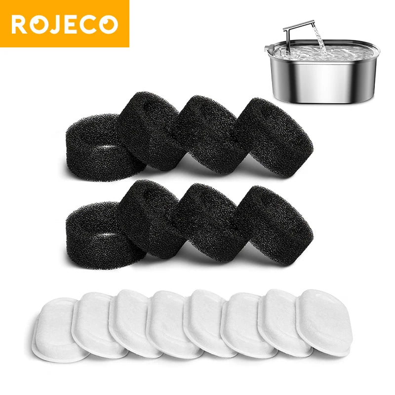 ROJECO Cat Fountain Filter For 3.2L Stainless Steel Cat Water Fountain Pet Water Dispenser Replacement Activated Carbon Filters