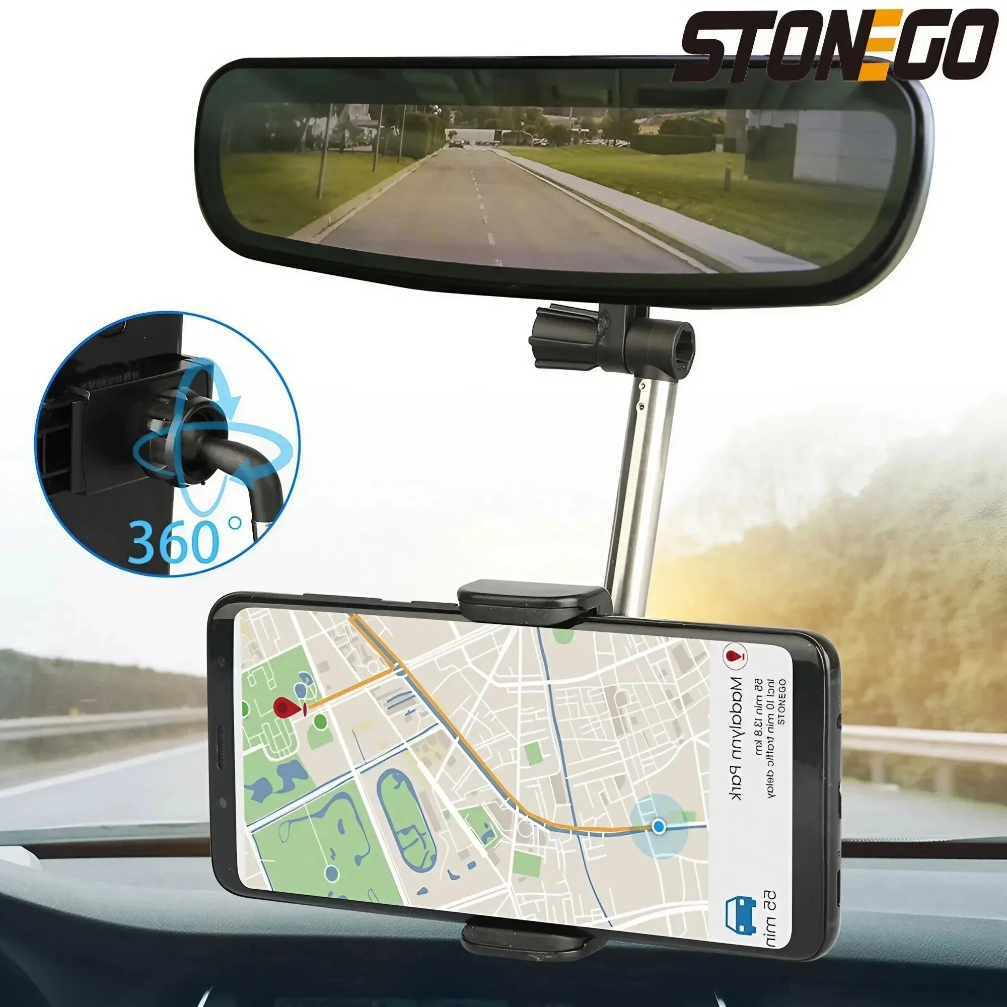 Universal 360° Car Rearview Mirror Phone Mount