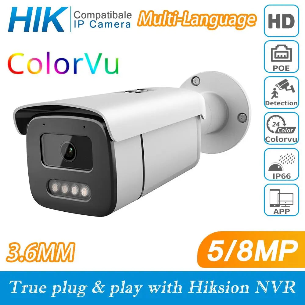 8MP 5MP Full ColorVu HD 4K PoE  Security Camera