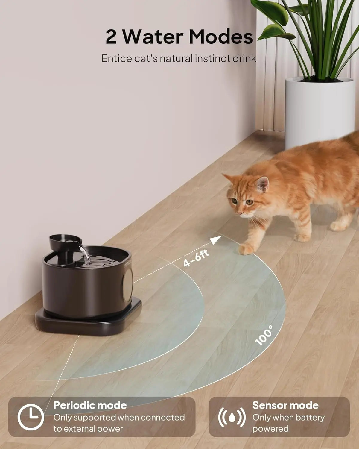 Wireless Cat Water Fountain Automatic Battery Operated