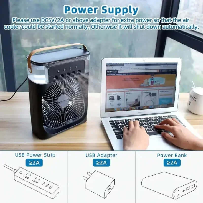 Portable  Air Conditioners USB Electric Fan LED Night Light - Electro Super Store