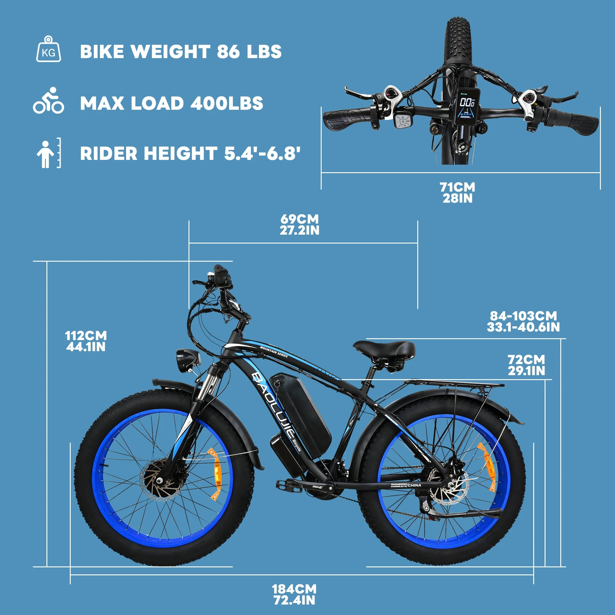 2000W Electric Bike with 20AhRemovable Battery 26"×4"Fat Tire Ebike for Adults 35MPH 80MilesElectric Bicycles