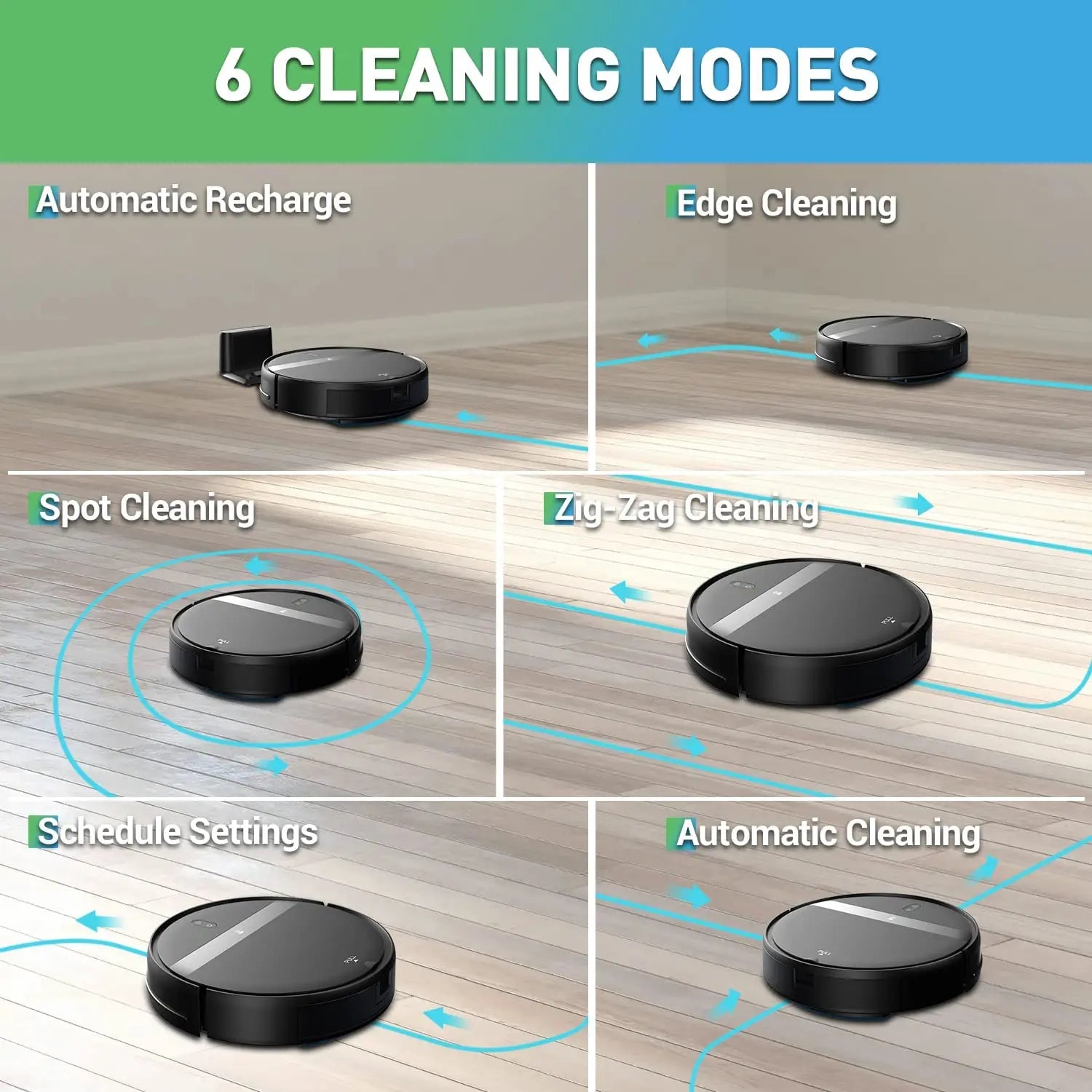 Robot Vacuum Cleaner Auto Charging 1400Pa Power App Control Water Tank Wet Mopping