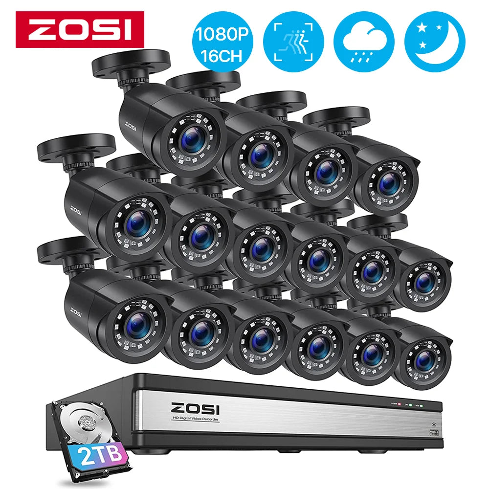 16CH Outdoor Security Camera System 1080P 8Channel