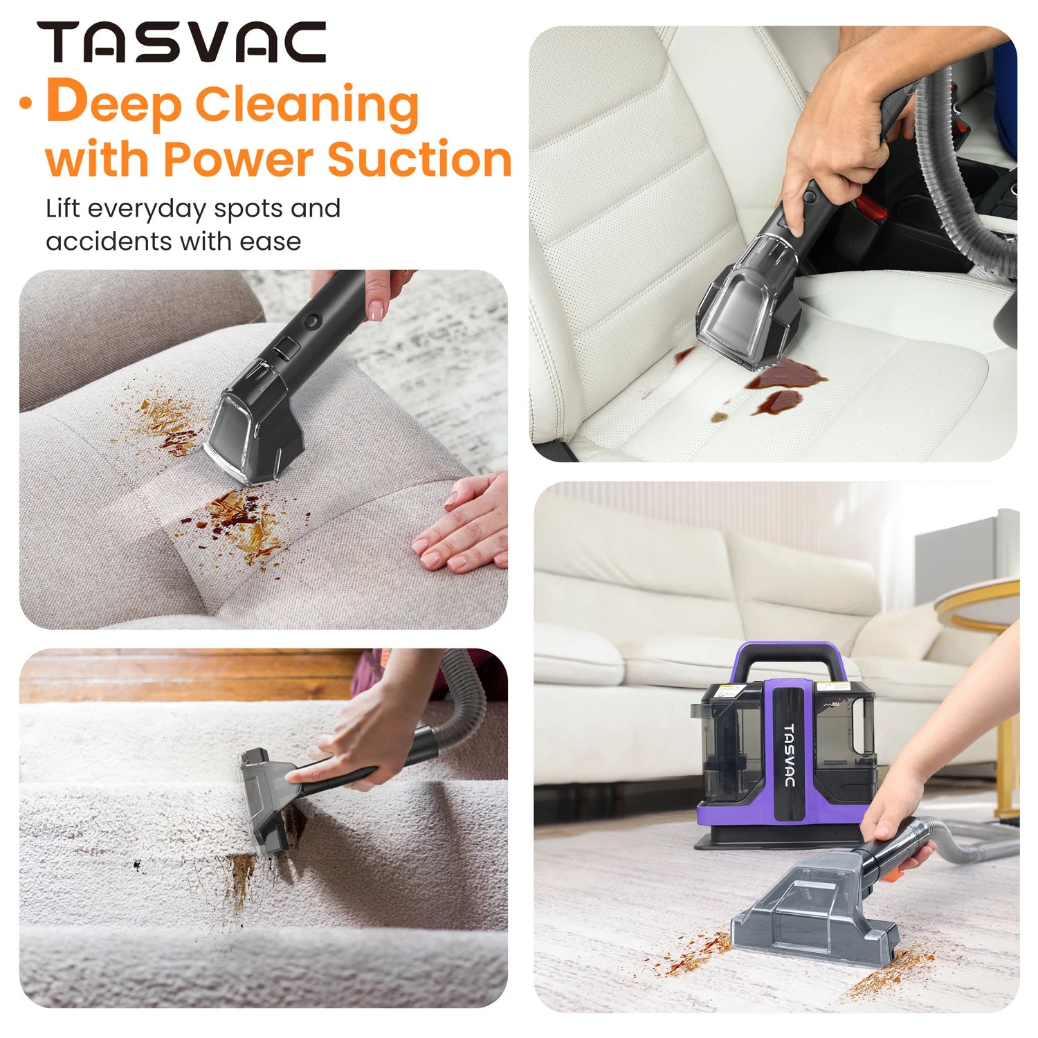 Portable Carpet & Upholstery Cleaner Machine for Pets, Stairs, Couch Area Rugs, Upholstery, Car Seat