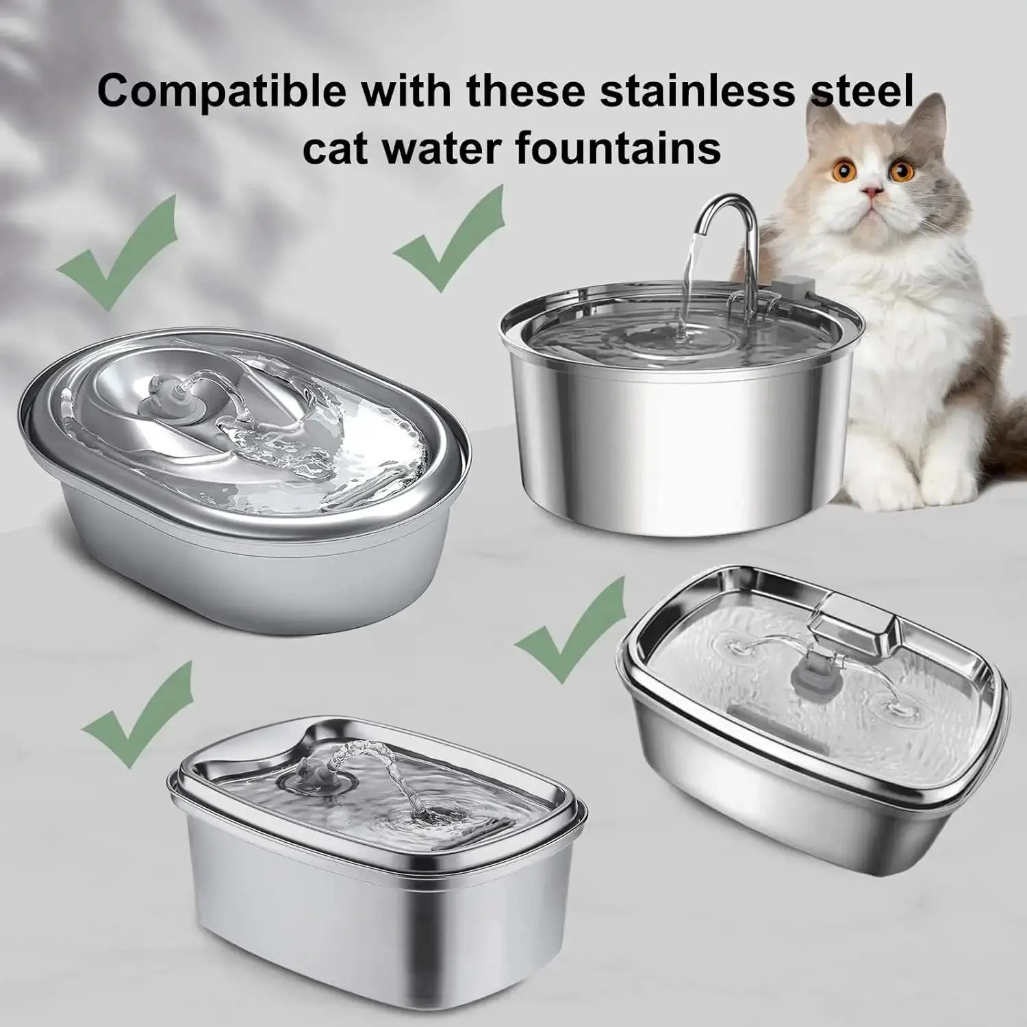 Pet Water Dispenser Activated Carbon Multi Layer Filtration Filters Adaptation Stainless Steel Cat Water Fountain Filters 4/8Pcs