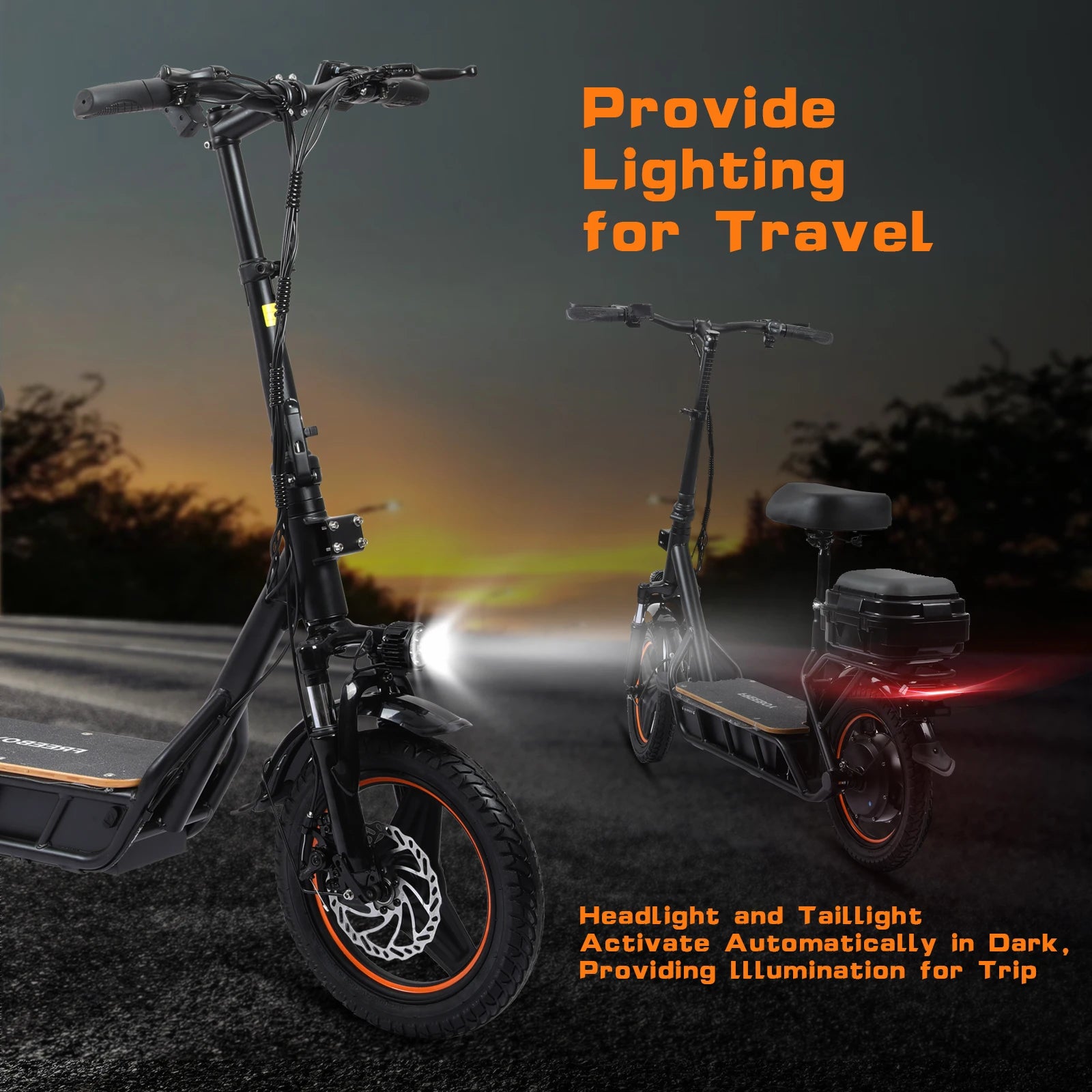 Electric Scooter with Seat for Adults, 750W Motor Power, 48V 18Ah Battery, Load 330Lbs