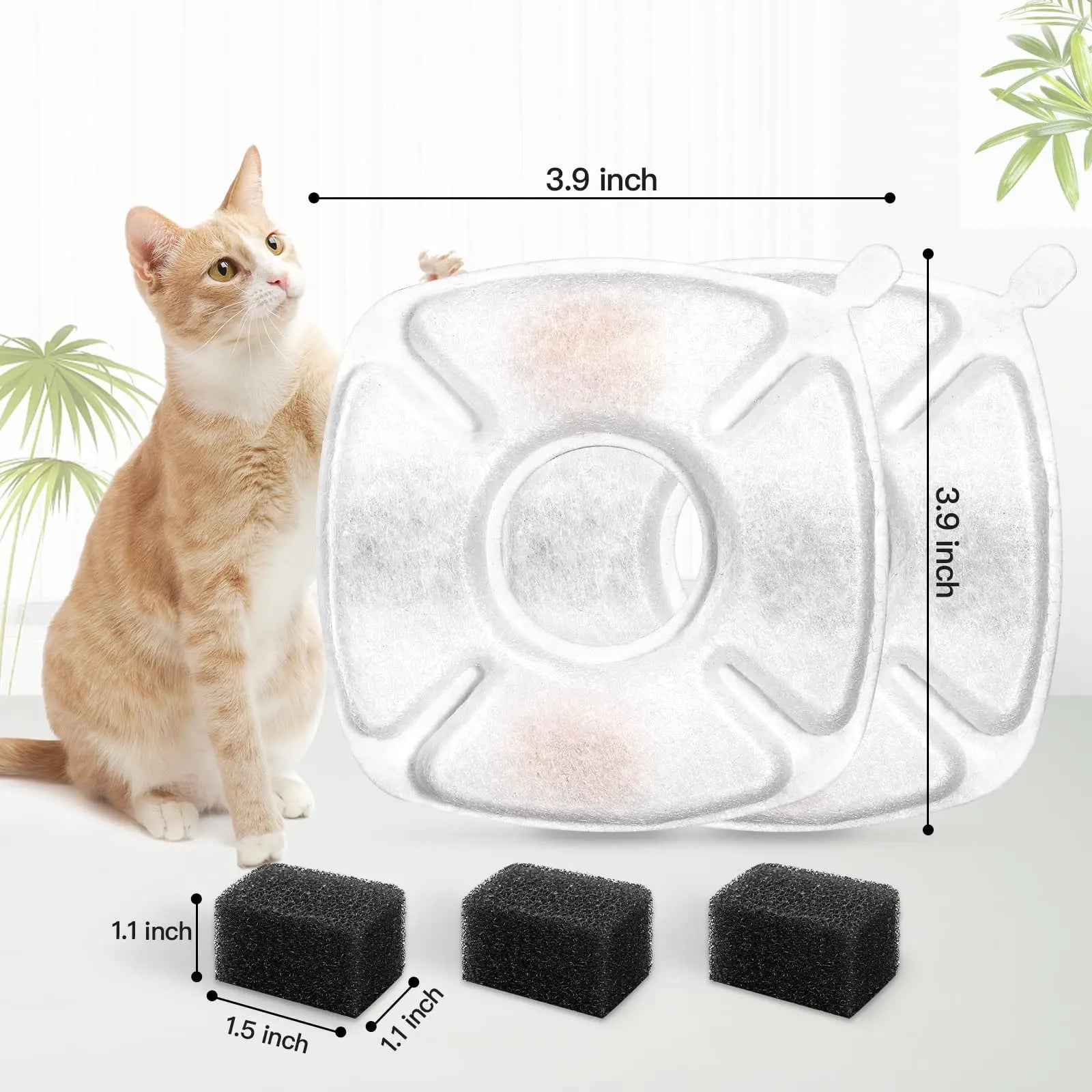 4 pieces Cat Water Fountain Replacement Filters with Pre-Filter Sponges  Pet water dispenser Filter Fit for 95oz/2.8L water bowl