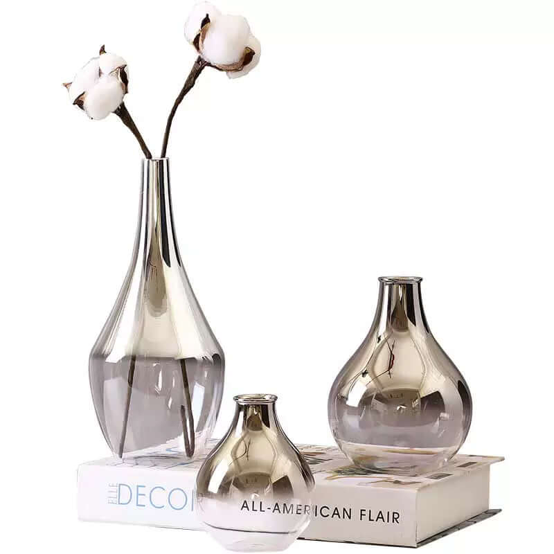 Modern Simple Silver Glass Small Vase Dried Flower - Electro Super Store